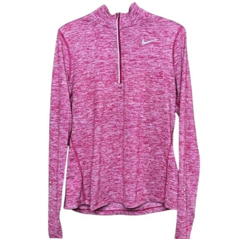 Nike Dri-FIT Womens Pink Space Dye Quarter Zip Running Top Pullover Medium M